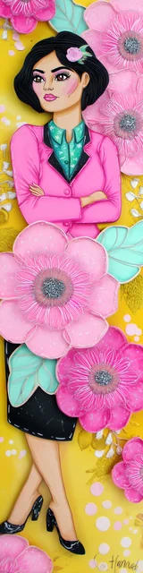 Free teacher bookmark featuring a teacher sitting cross-legged on a yellow background